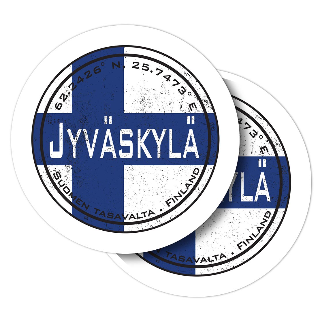 2x Vinyl Stickers Jyv Skyl Finland Flag Circle 59340 EBay