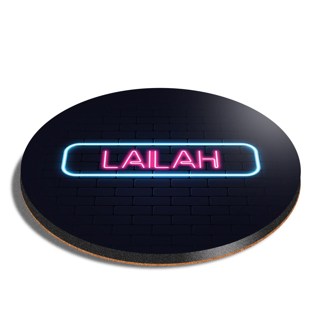 Round MDF Coaster Neon Sign Design Lailah Name #353195 | eBay