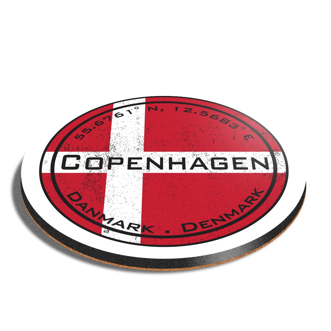 Round MDF Coaster Copenhagen Denmark Flag Circle 59209 eBay