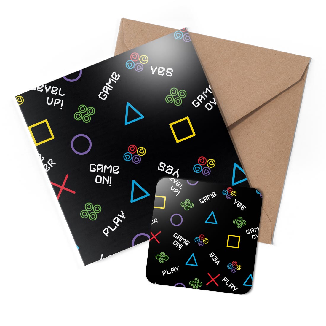 1 x Greeting Card & Coaster Set - Game Gamer Computer Gaming #170578