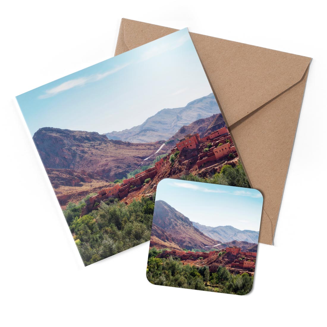 1 x Greeting Card & Coaster Set - Atlas Mountains Morocco #50132