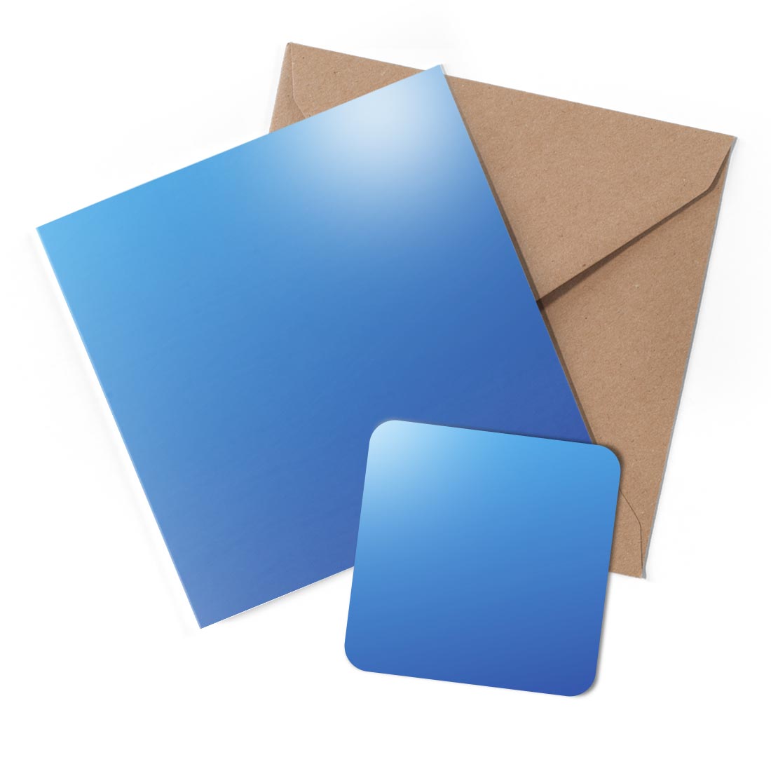 1 x Greeting Card & Coaster Set - Medium Blue Colour Block #51432