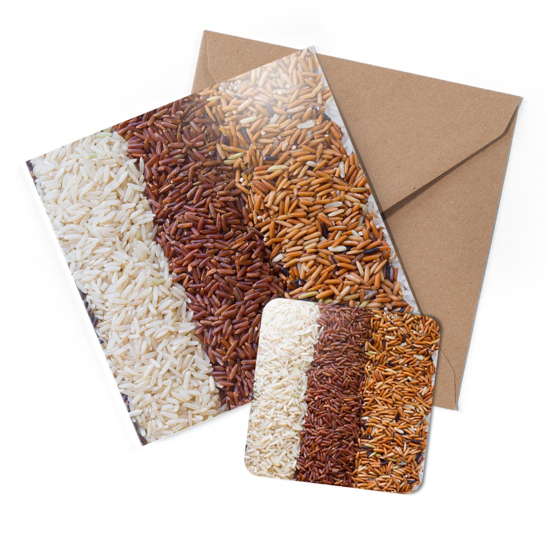 1 x Greeting Card & Coaster Set - Organic Mixed Rice #51620