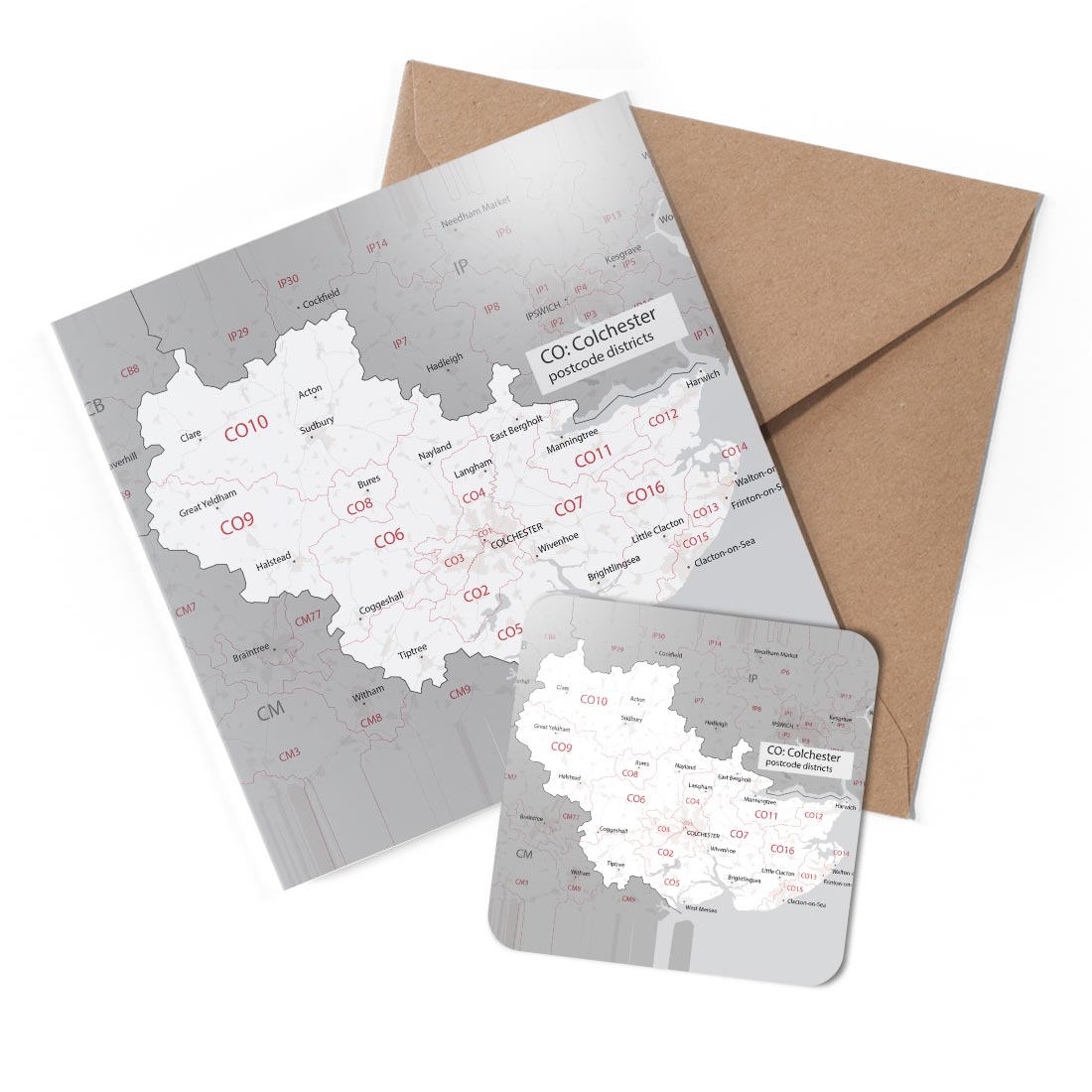 1 x Greeting Card & Coaster Set - Colchester District #55520