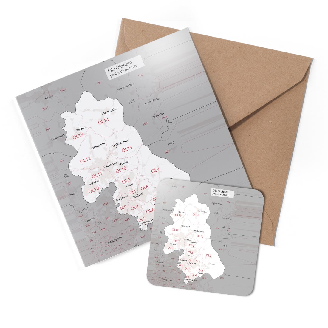 1 x Greeting Card & Coaster Set - Oldham District #55580