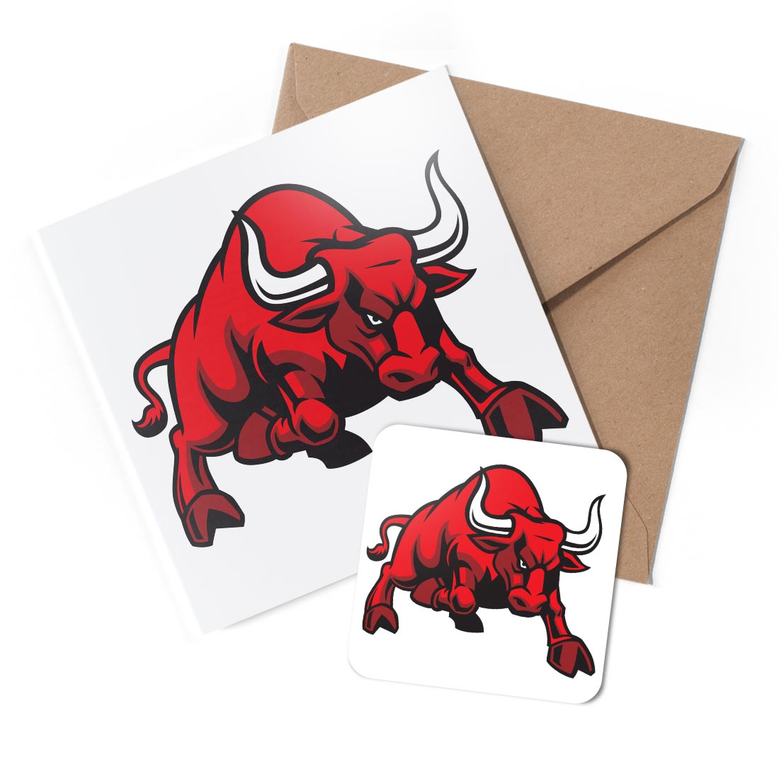 1 x Greeting Card & Coaster Set - Bull Mascot Chicago Bulls #56073
