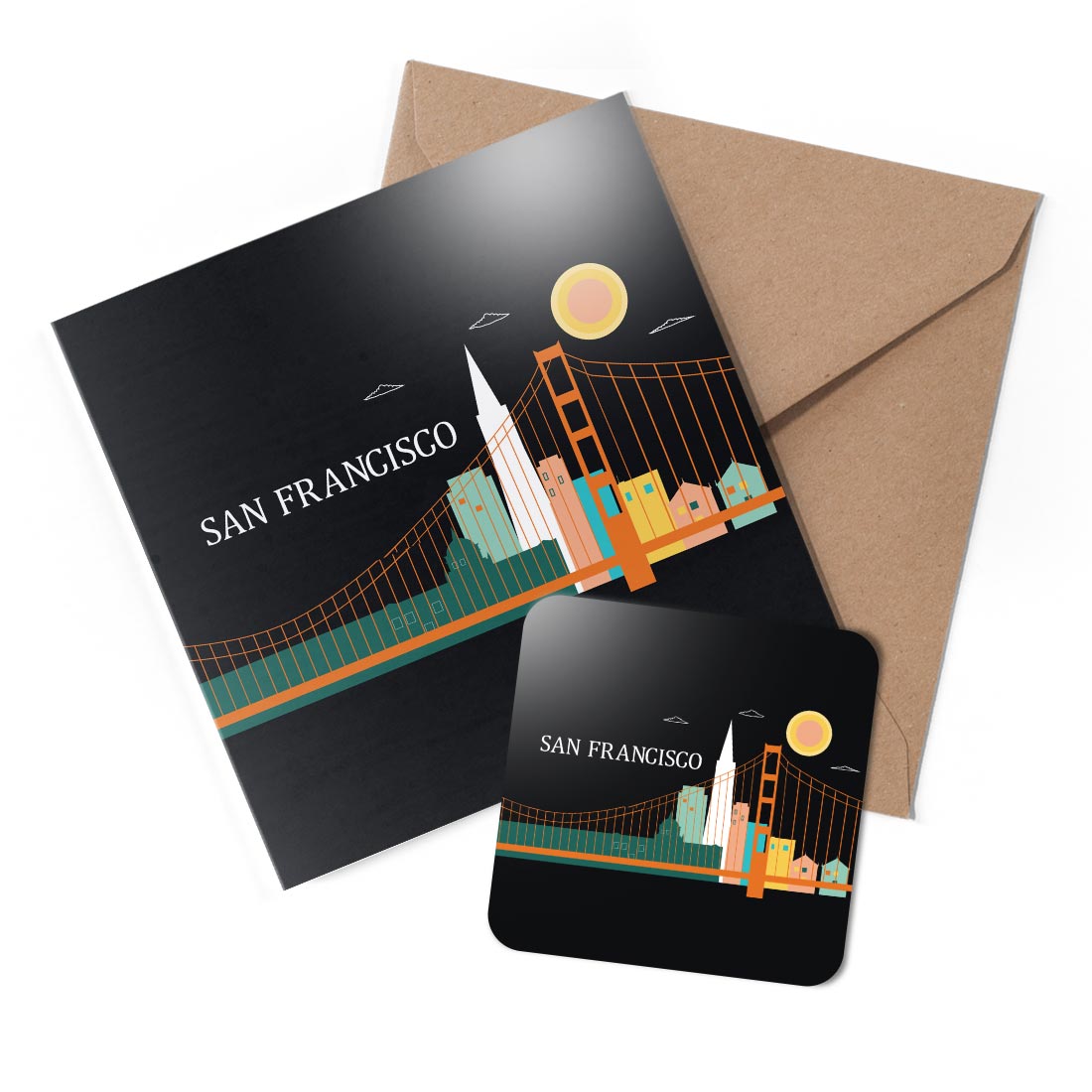 1 x Greeting Card & Coaster Set - Cool San Francisco USA Travel American #58485