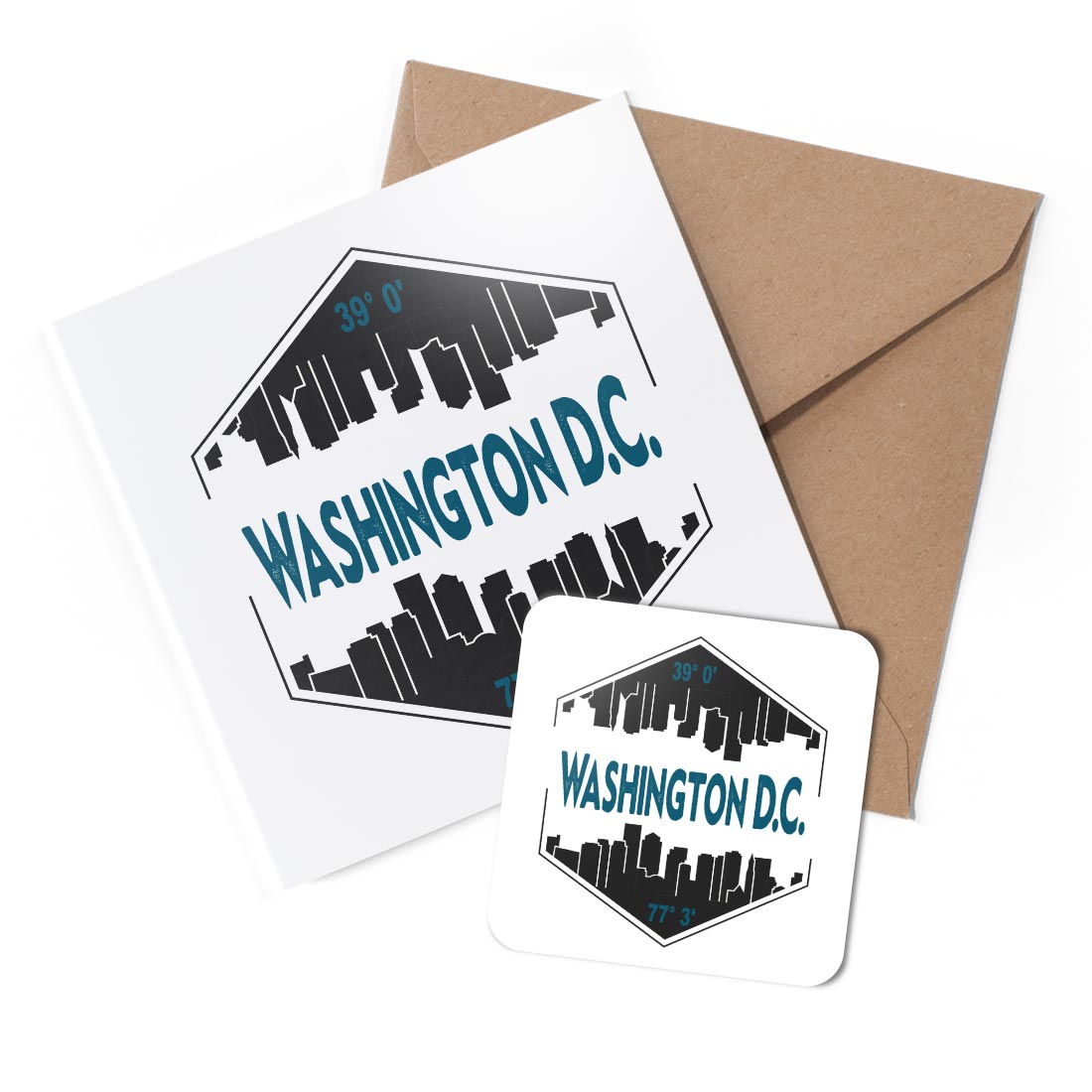 1 x Greeting Card & Coaster Set - Washington Capital City United States #59225