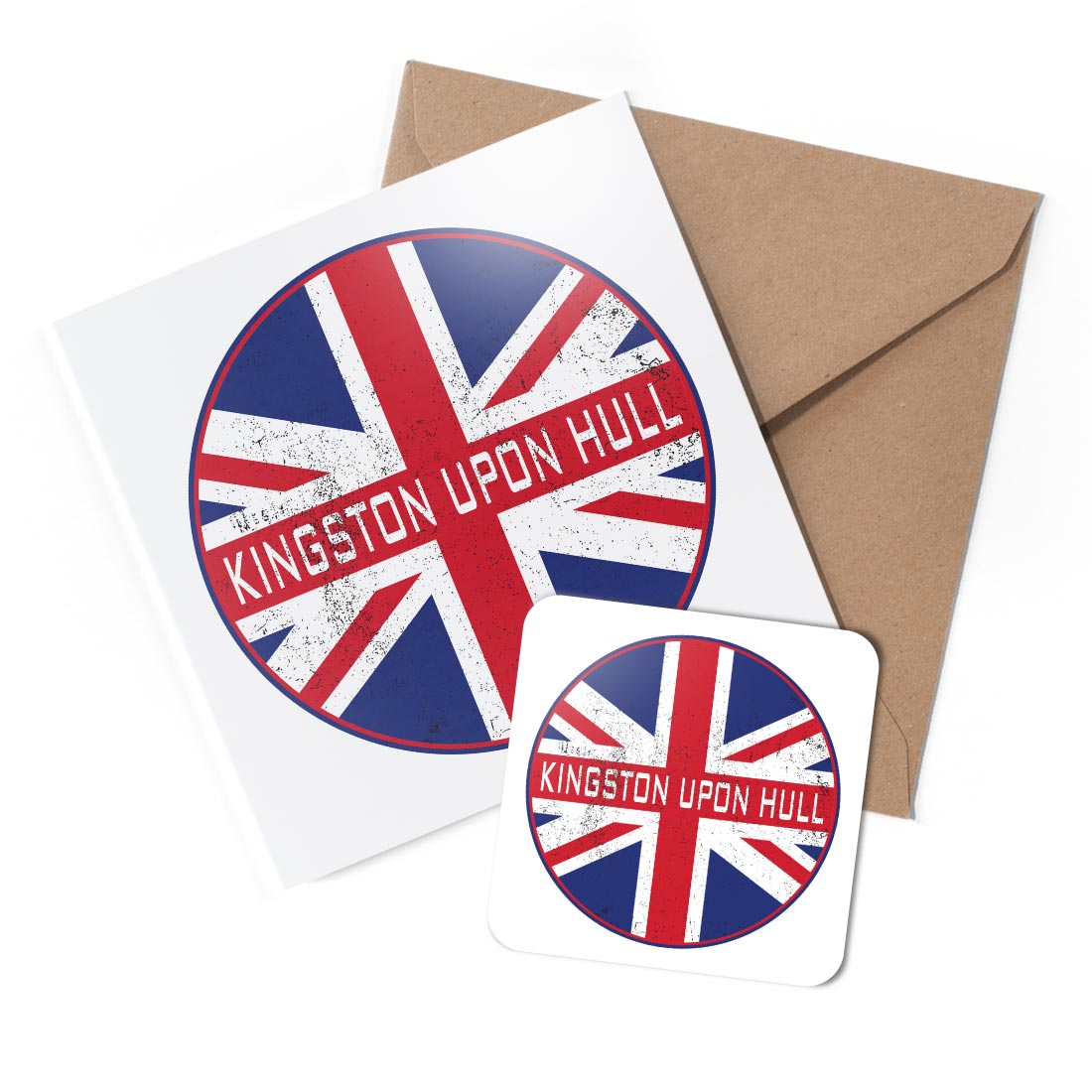 1 x Greeting Card & Coaster Set - Kingston upon Hull England Flag #59470