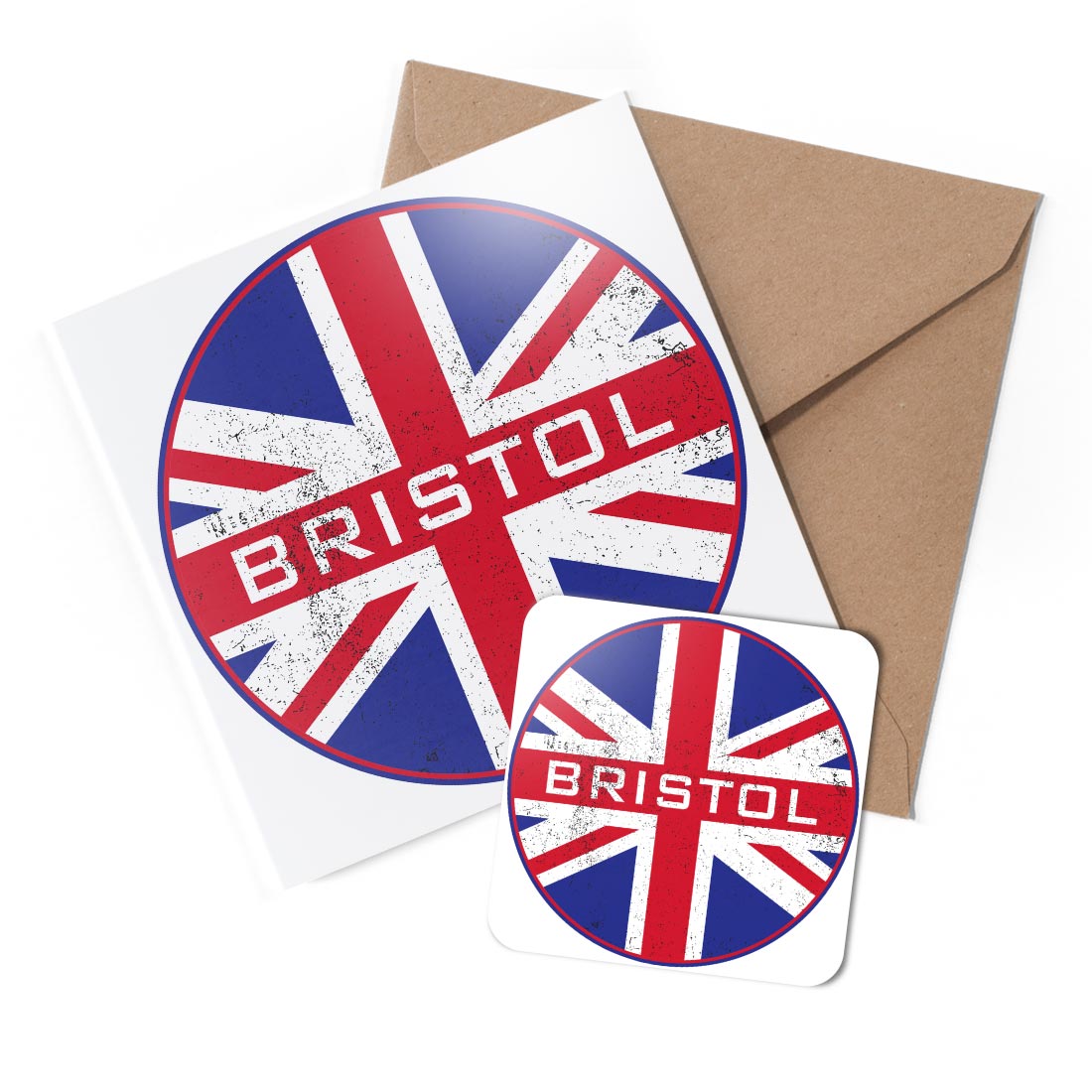 1 x Greeting Card & Coaster Set - Bristol United Kingdom Flag #60014
