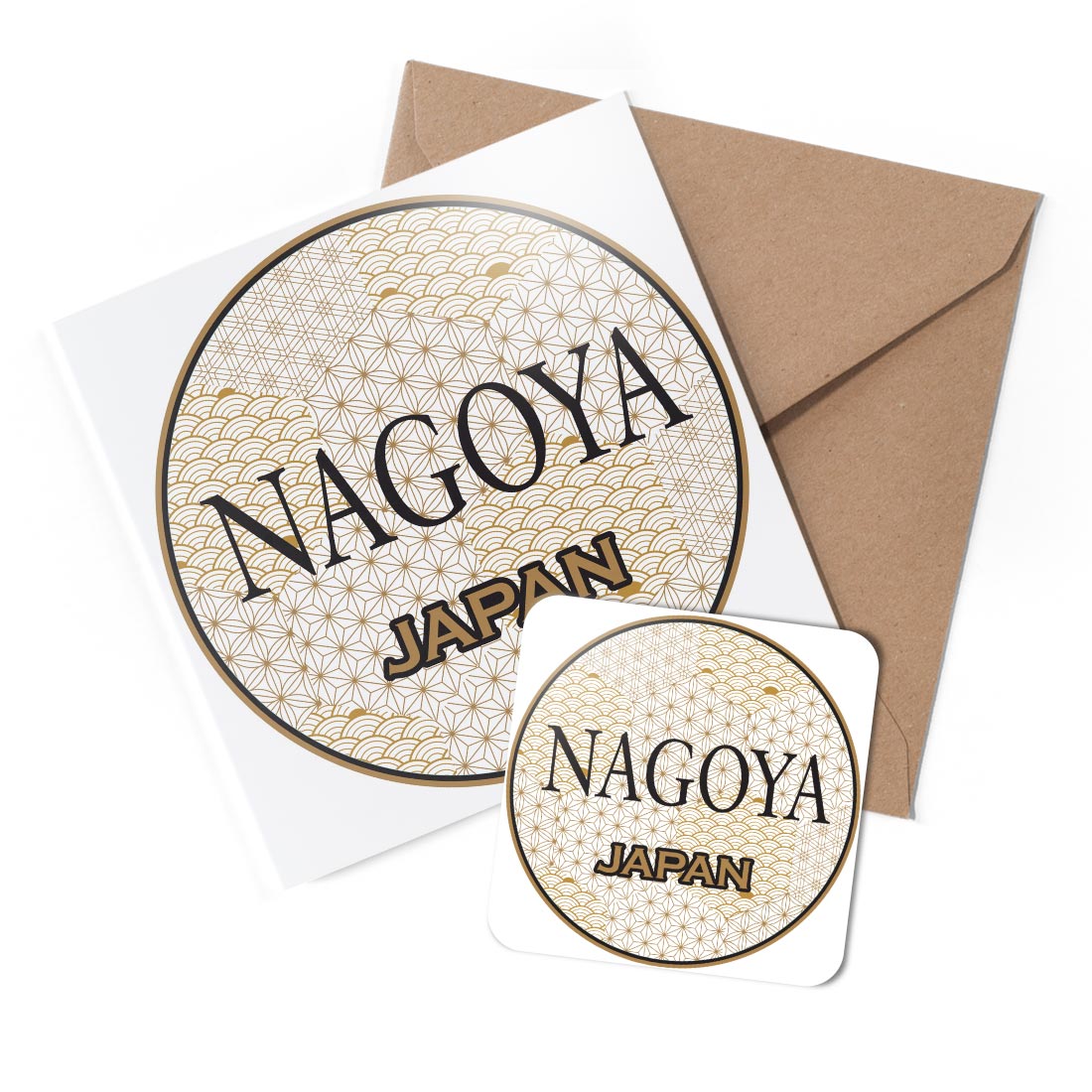 1 x Greeting Card & Coaster Set - Nagoya Japan Asian Texture #60443