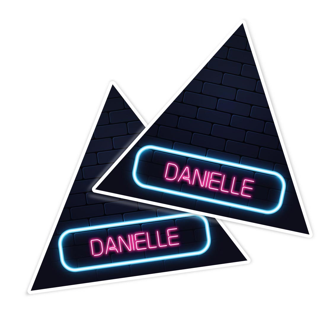 2x Triangle Shape Vinyl Stickers Neon Sign Design Danielle Name #352891 