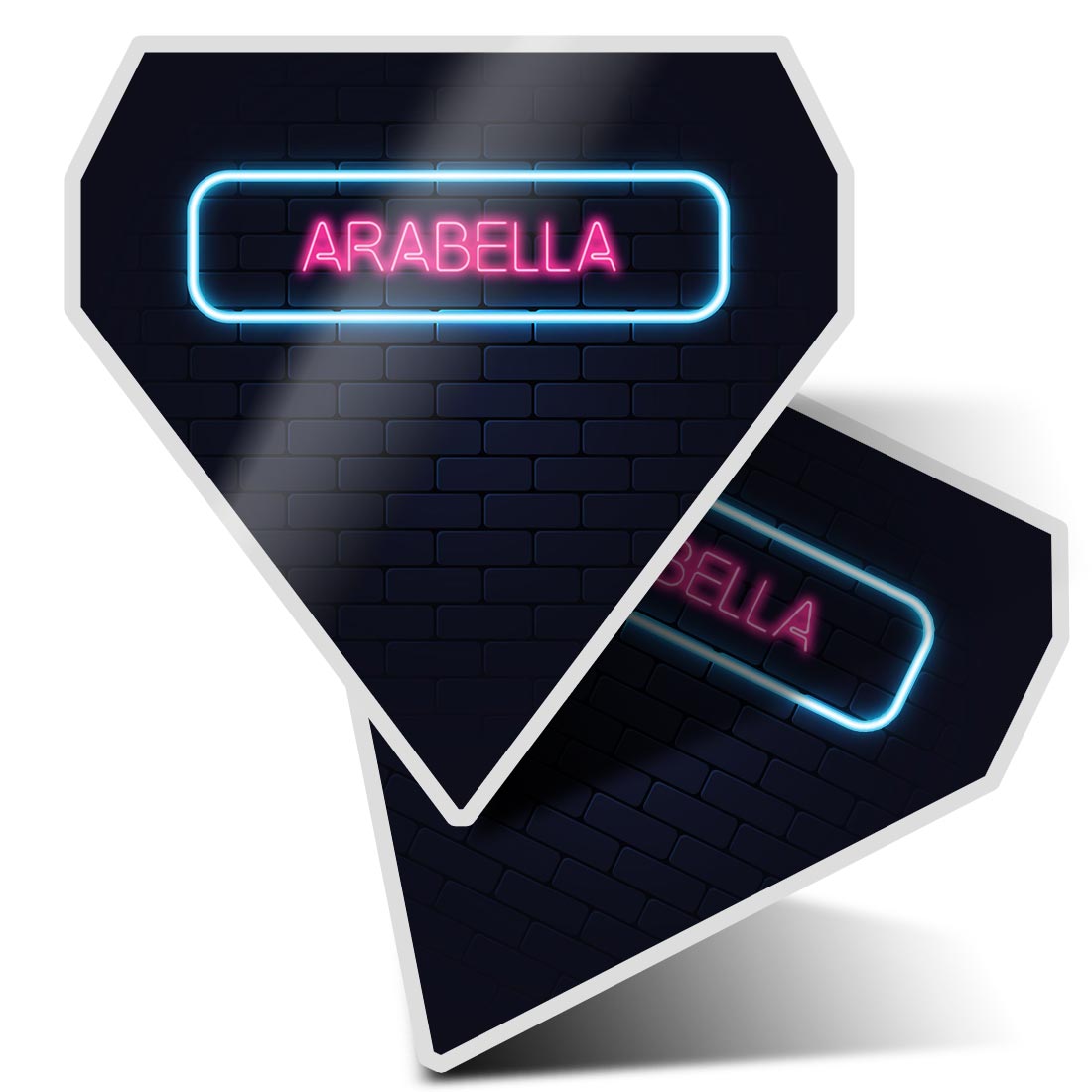 2x Diamond Shape Vinyl Stickers Neon Sign Design Arabella Name #352749 ...