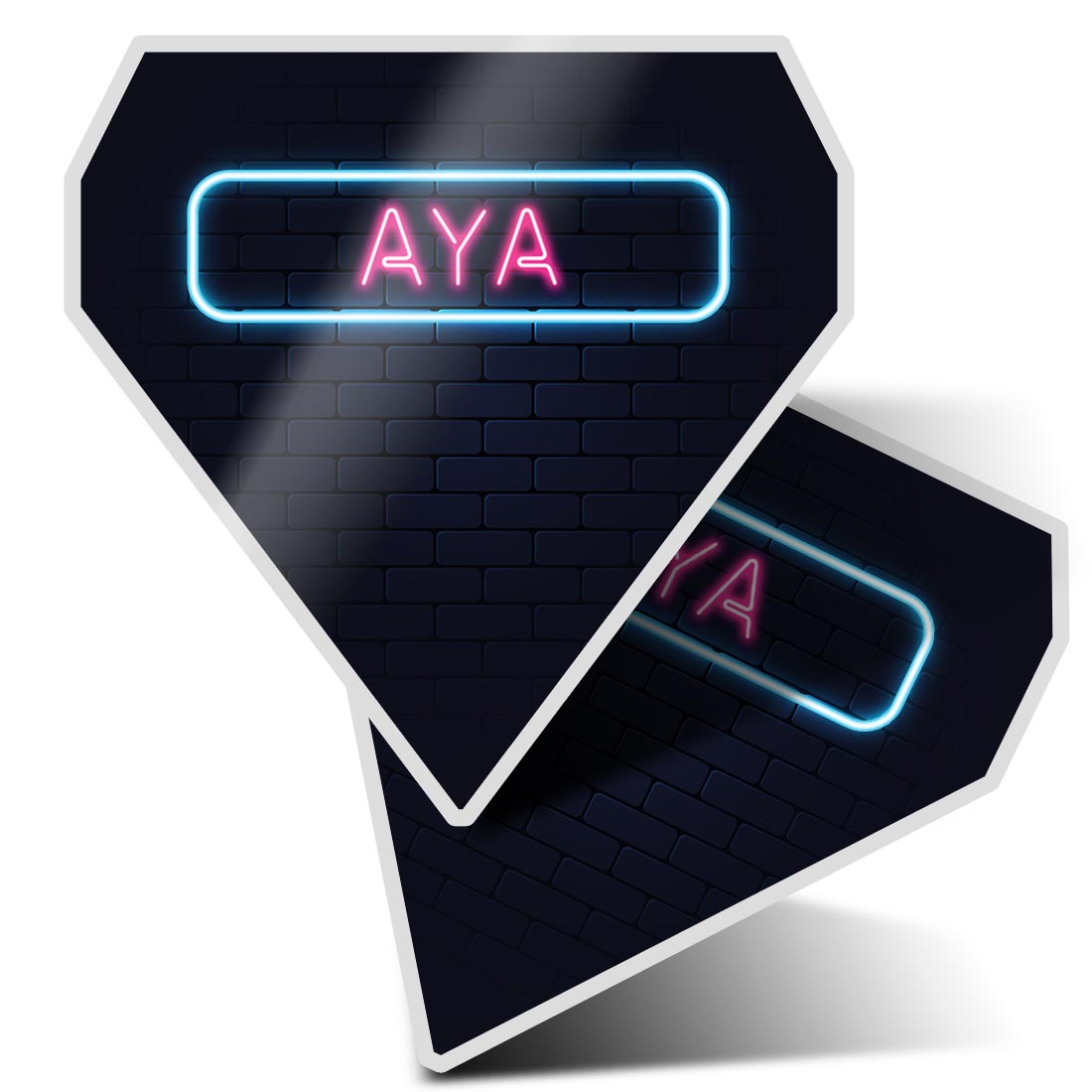 2x Diamond Shape Vinyl Stickers Neon Sign Design Aya Name #352787 | eBay