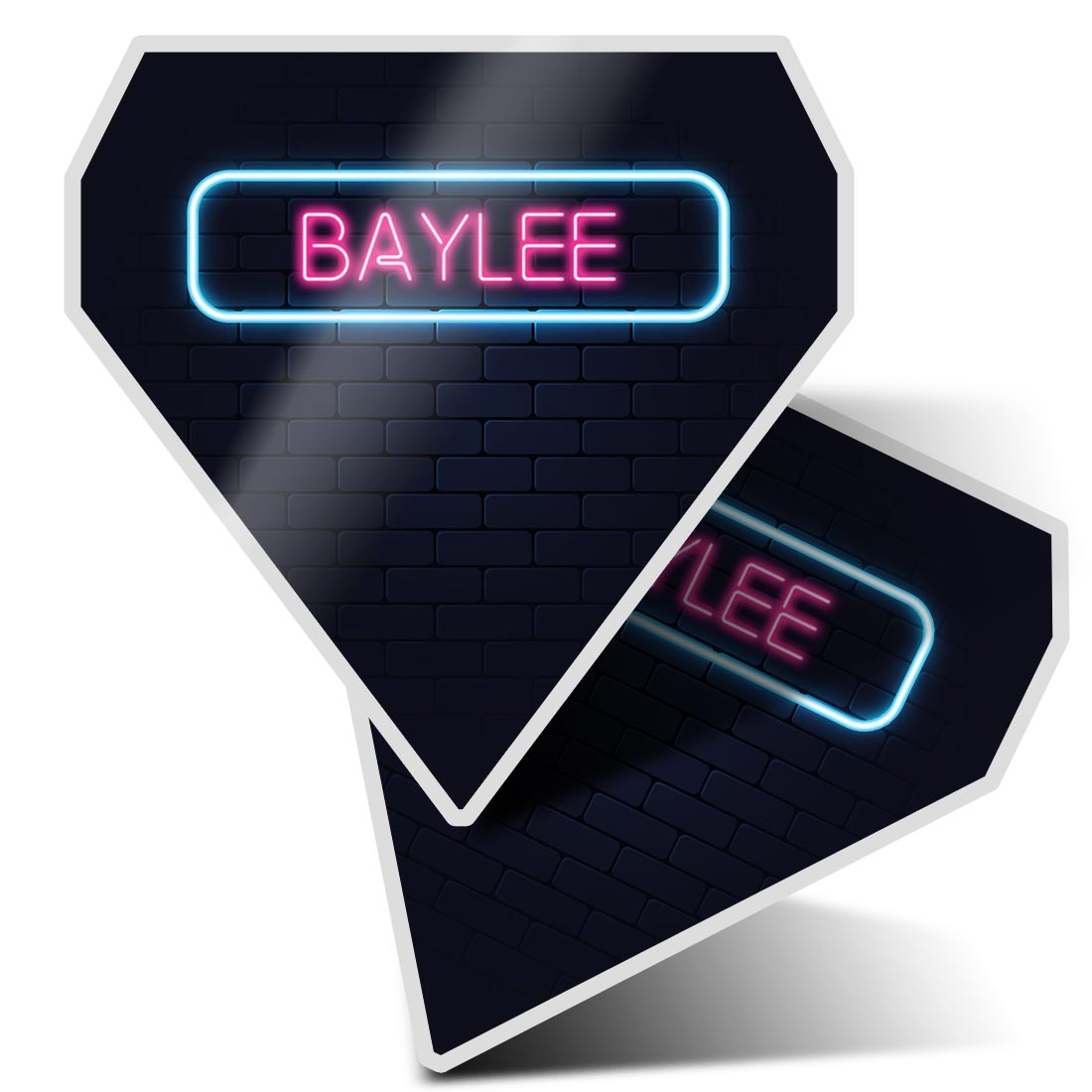 2x Diamond Shape Vinyl Stickers Neon Sign Design Baylee Name #352795 | eBay