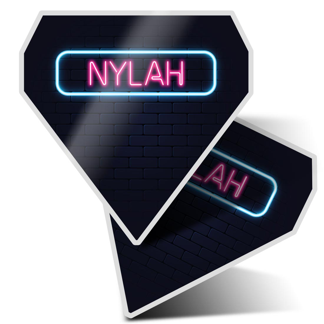 2x Diamond Shape Vinyl Stickers Neon Sign Design Nylah Name #353400 | eBay