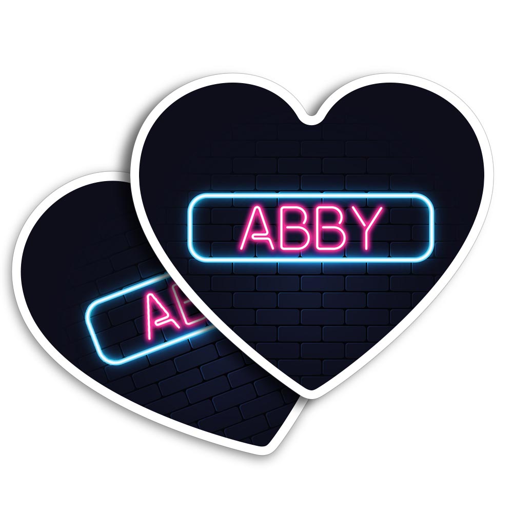 2x Heart Shape Vinyl Stickers Neon Sign Design Abby Name #352633 | eBay