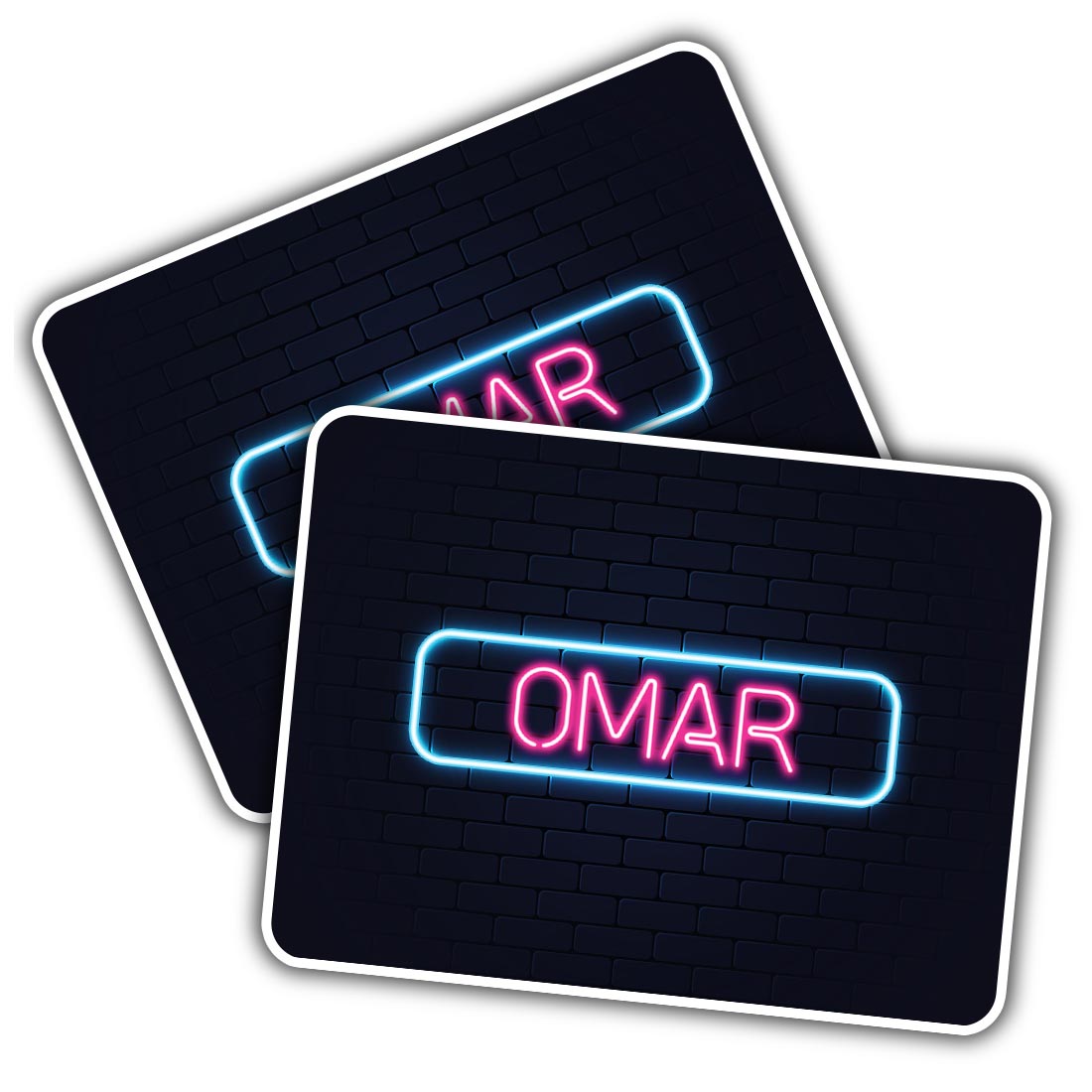 2x Vinyl Sticker Neon Sign Design Omar Name #352351 | eBay
