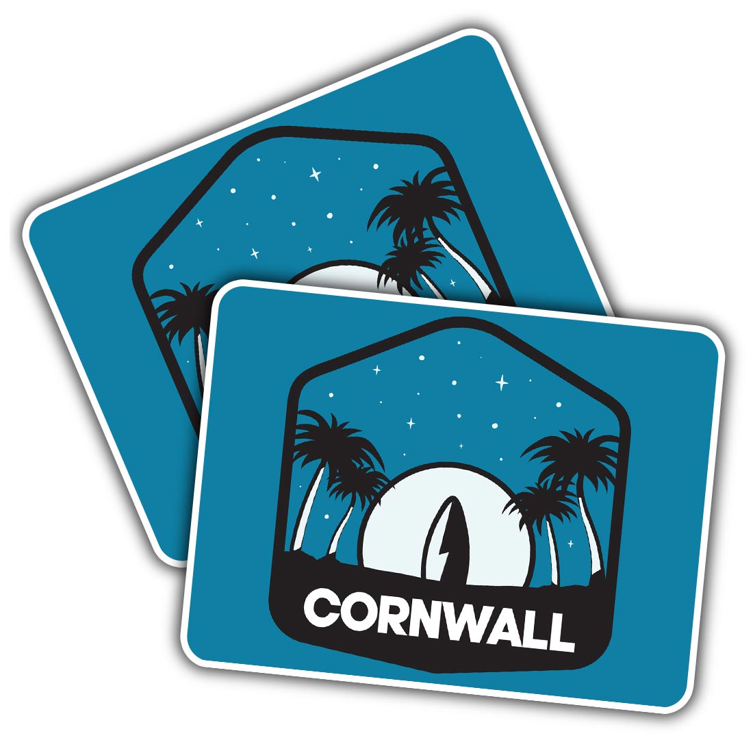 2x Vinyl Sticker Cornwall Surfing Beach Palm Trees #60848 