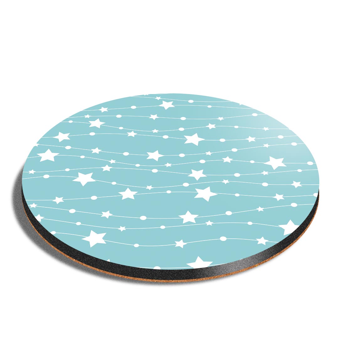 Round MDF Coaster Blue & White Star Pattern #170421 | eBay