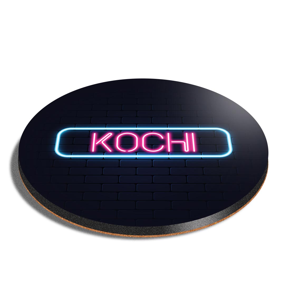 Round MDF Coaster Neon Sign Design Kochi City India #350164 | eBay