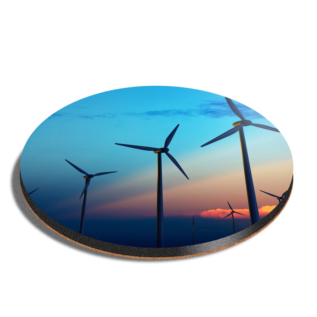 Round MDF Coaster Wind Turbines Sunset Energy Eco #52486 | eBay