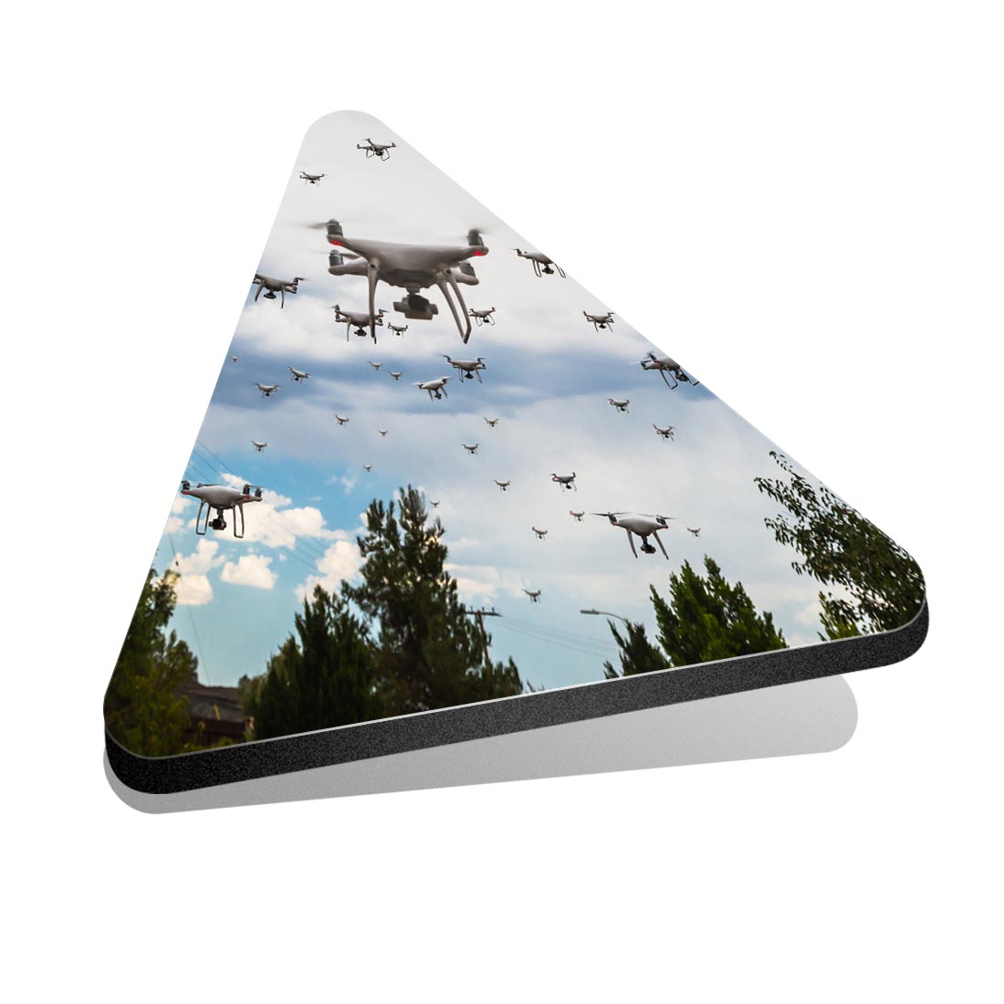 1x Triangle Fridge MDF Magnet Drones in the Sky Drone Wars #50786 - Picture 1 of 1
