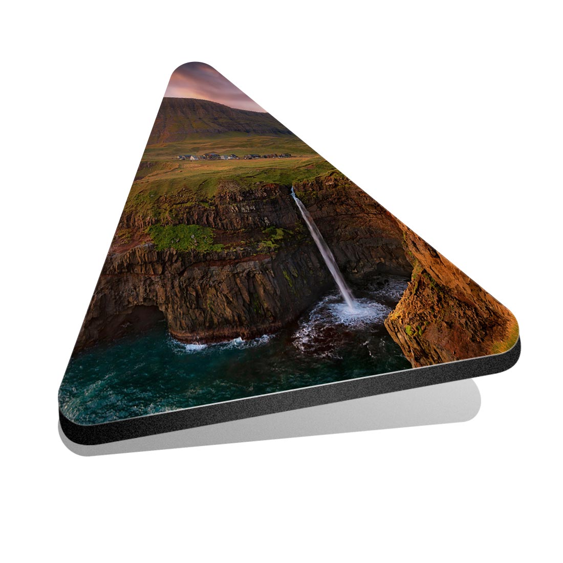 1x Triangle Fridge MDF Magnet Gasadalur Waterfall Faroe Islands #51001 - Picture 1 of 1