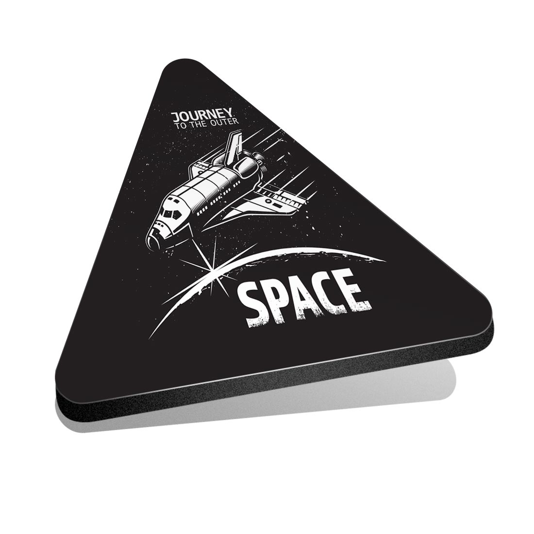 1x Triangle Fridge MDF Magnet Journey Outer Space Rocket Ship #63175 - Picture 1 of 1