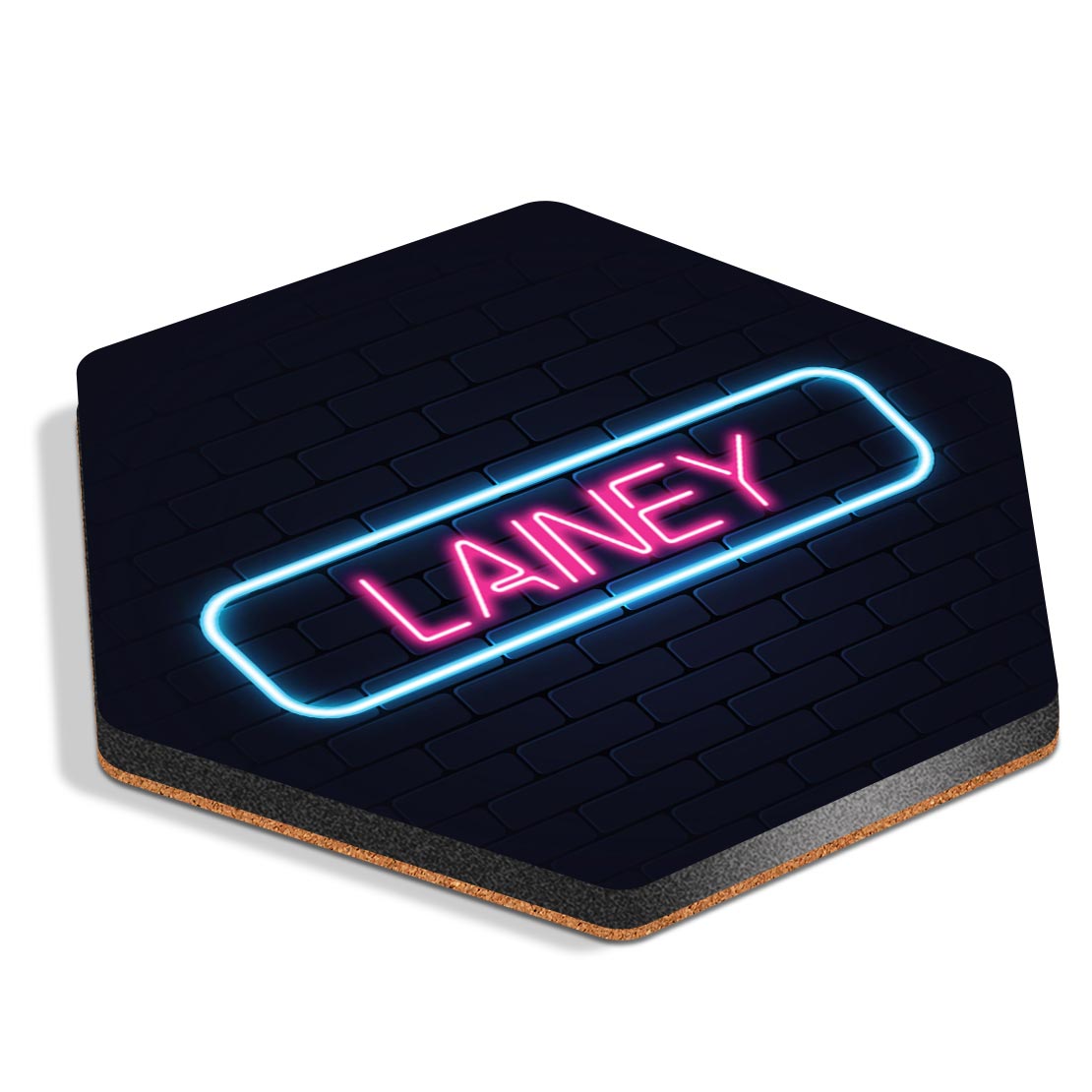 Hexagon MDF Coaster Neon Sign Design Lainey Name #353196 | eBay